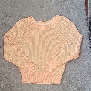 Free people bright orange knit cotton and linen blend sweater size large